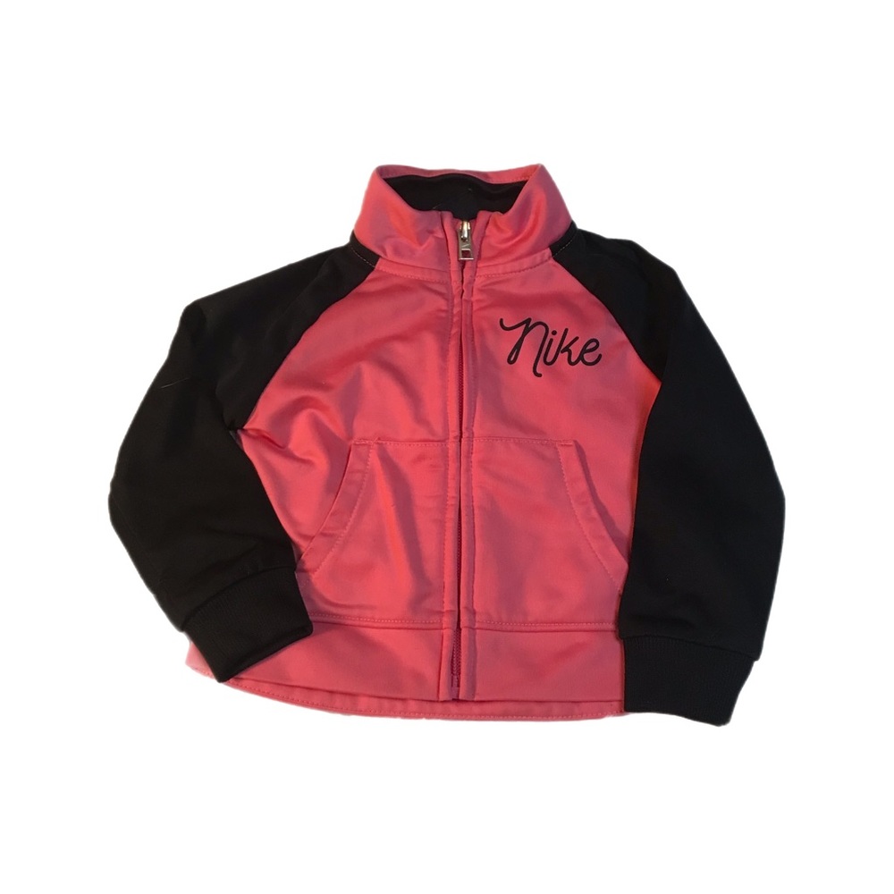 Nike Jacket Baby Girl Pink Black Zip Up | Size - 18 Months